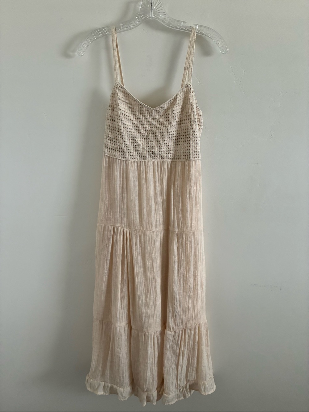 Light Cream Sleeveless Tiered Maxi Dress